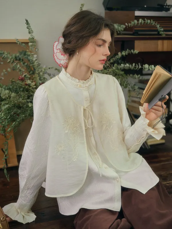 Amara Chinese Style Mockneck Removable Blouse & Vest sold by Simple Retro