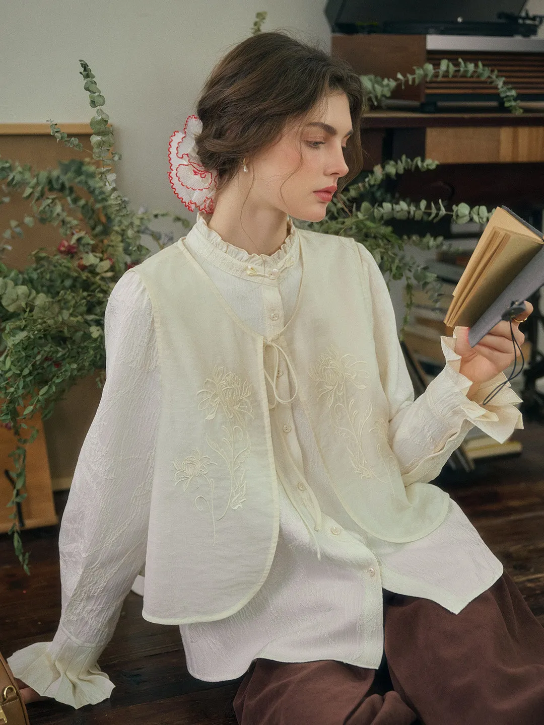 Amara Chinese Style Mockneck Removable Blouse & Vest sold by Simple Retro