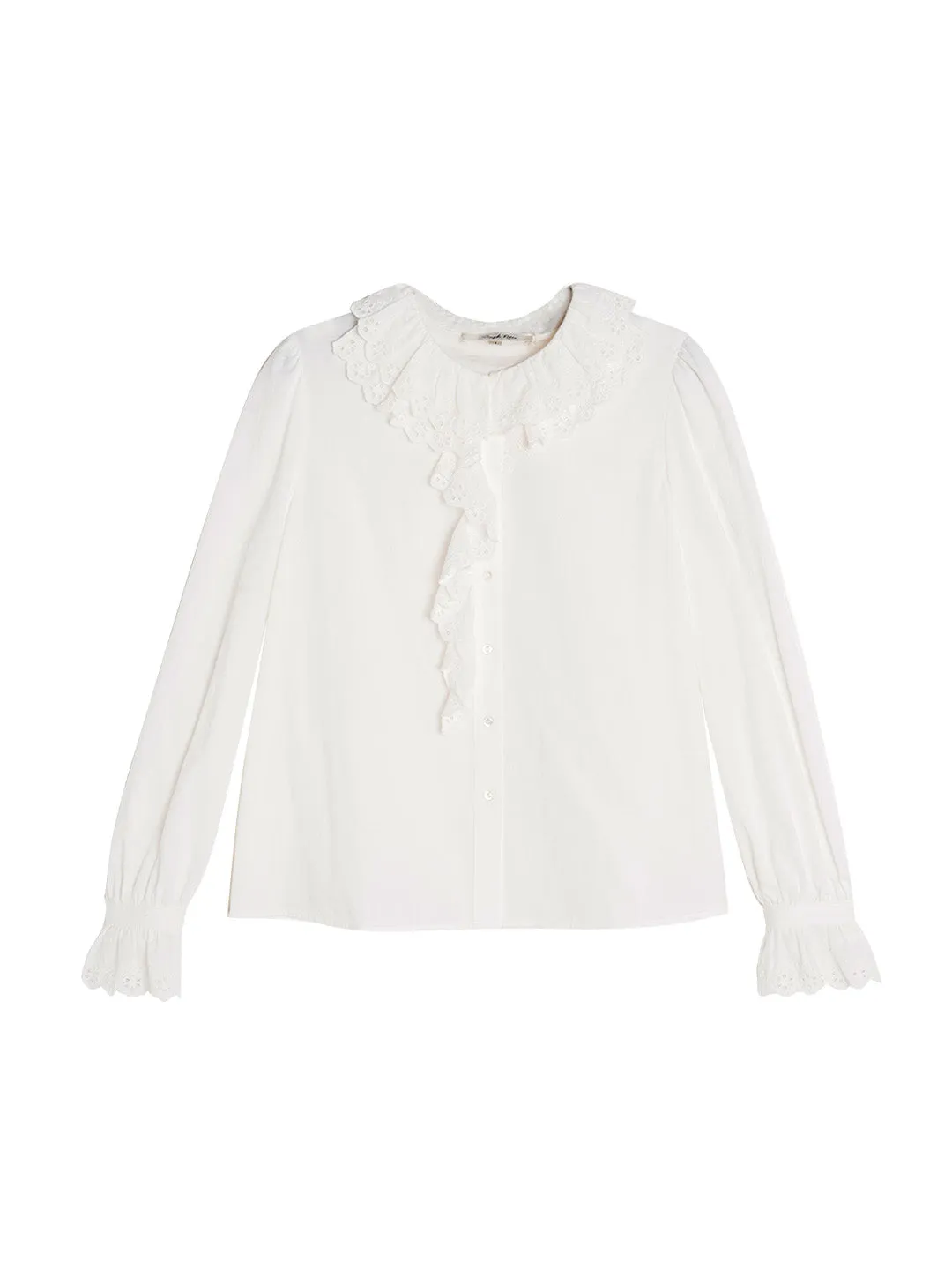Azalea Double-Layered Lace Ruffled Collar Hollow Cotton Blouse sold by Simple Retro product image thumbnail 2