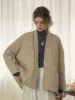 Simple Retro Emi Collarless Pocket Down Jacket - Khaki sold by Simple Retro