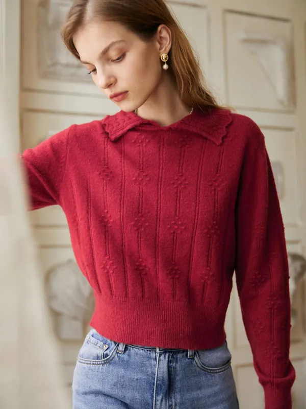 Jasmine Cable Polo Red Knit Sweater sold by Simple Retro