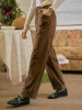 Lila Classic Corduroy Straight Trousers - Brown sold by Simple Retro