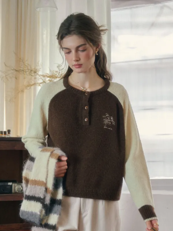 Juno Round Neck Raglan Sleeve Wool Sweater sold by Simple Retro