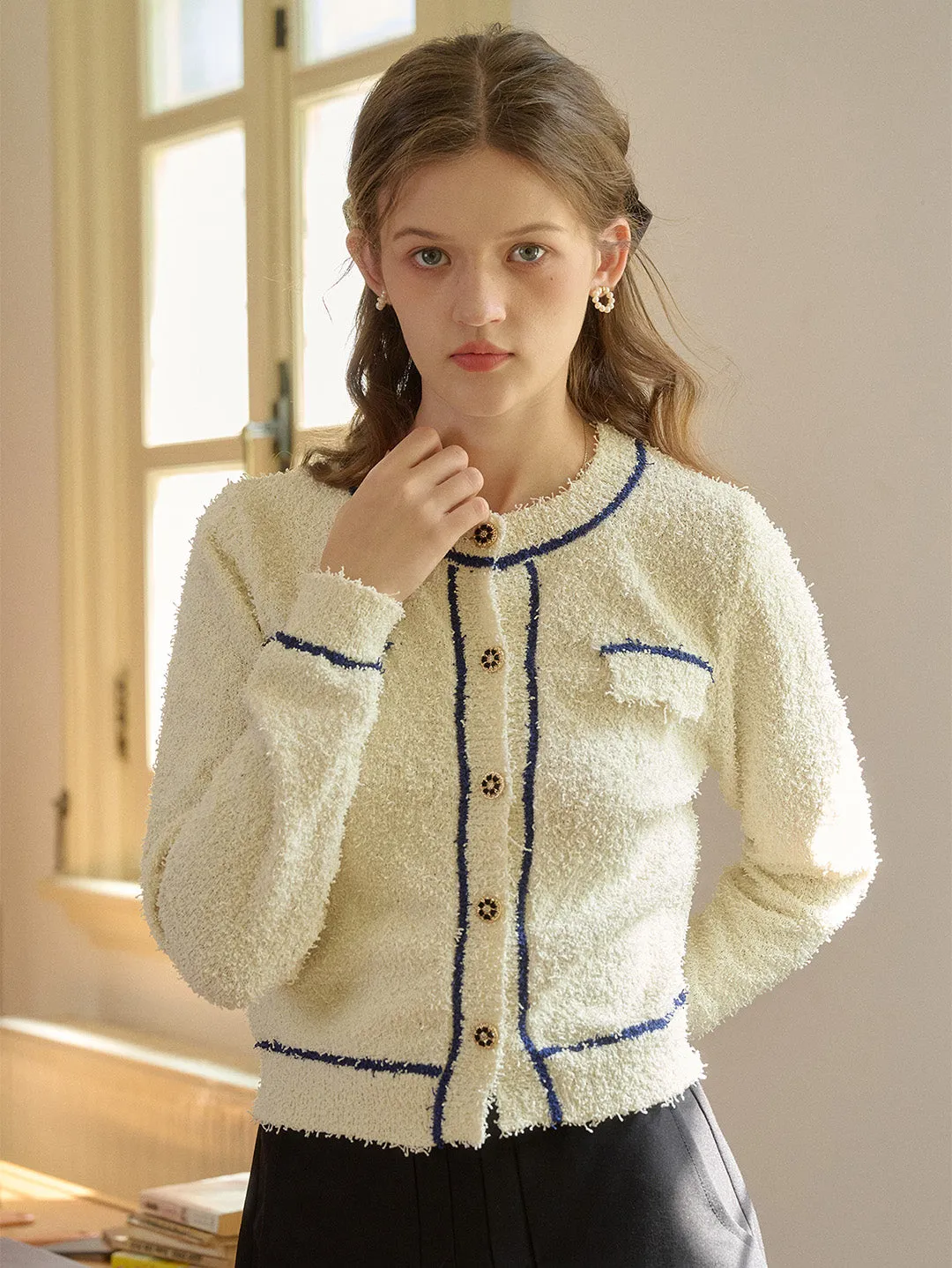 【Final Sale】Beatrix Round Neck Contrasting Cardigan sold by Simple Retro product image thumbnail 4