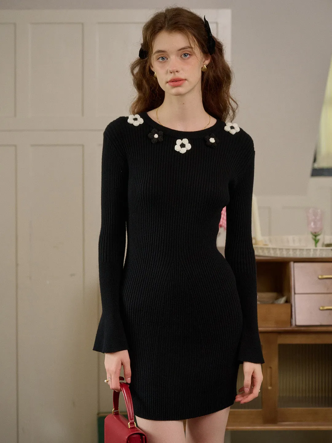 【Final Sale】Sierra 3D Floral Knit Dress sold by Simple Retro product image thumbnail 5