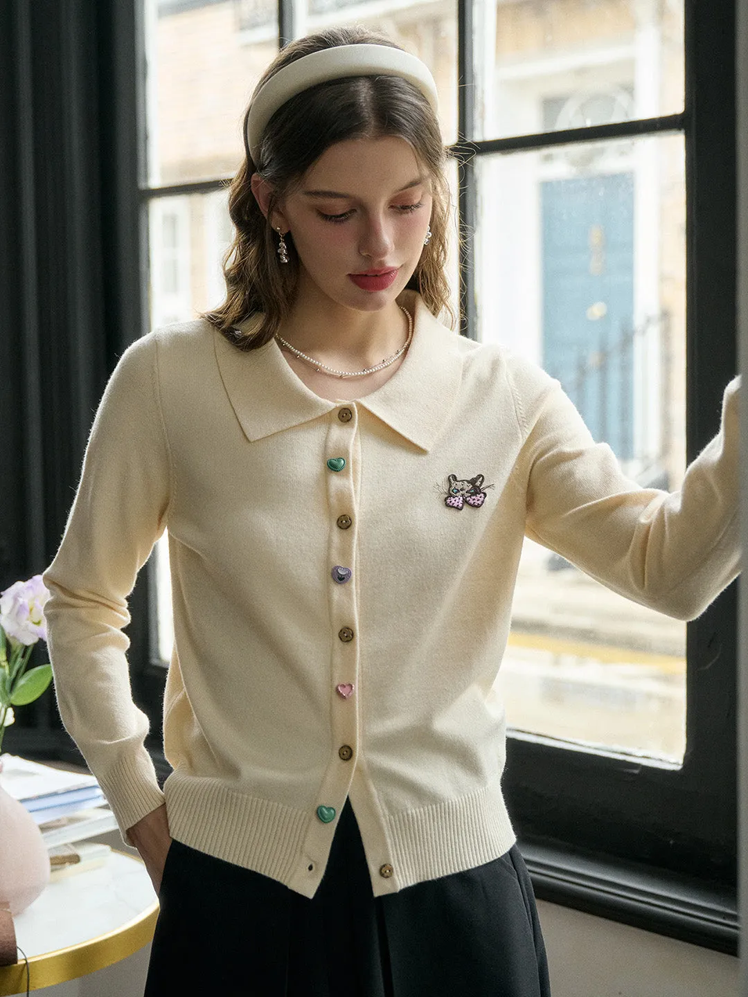 【Final Sale】Rosalie Peter Pan Collar Button Cardigan sold by Simple Retro product image thumbnail 3