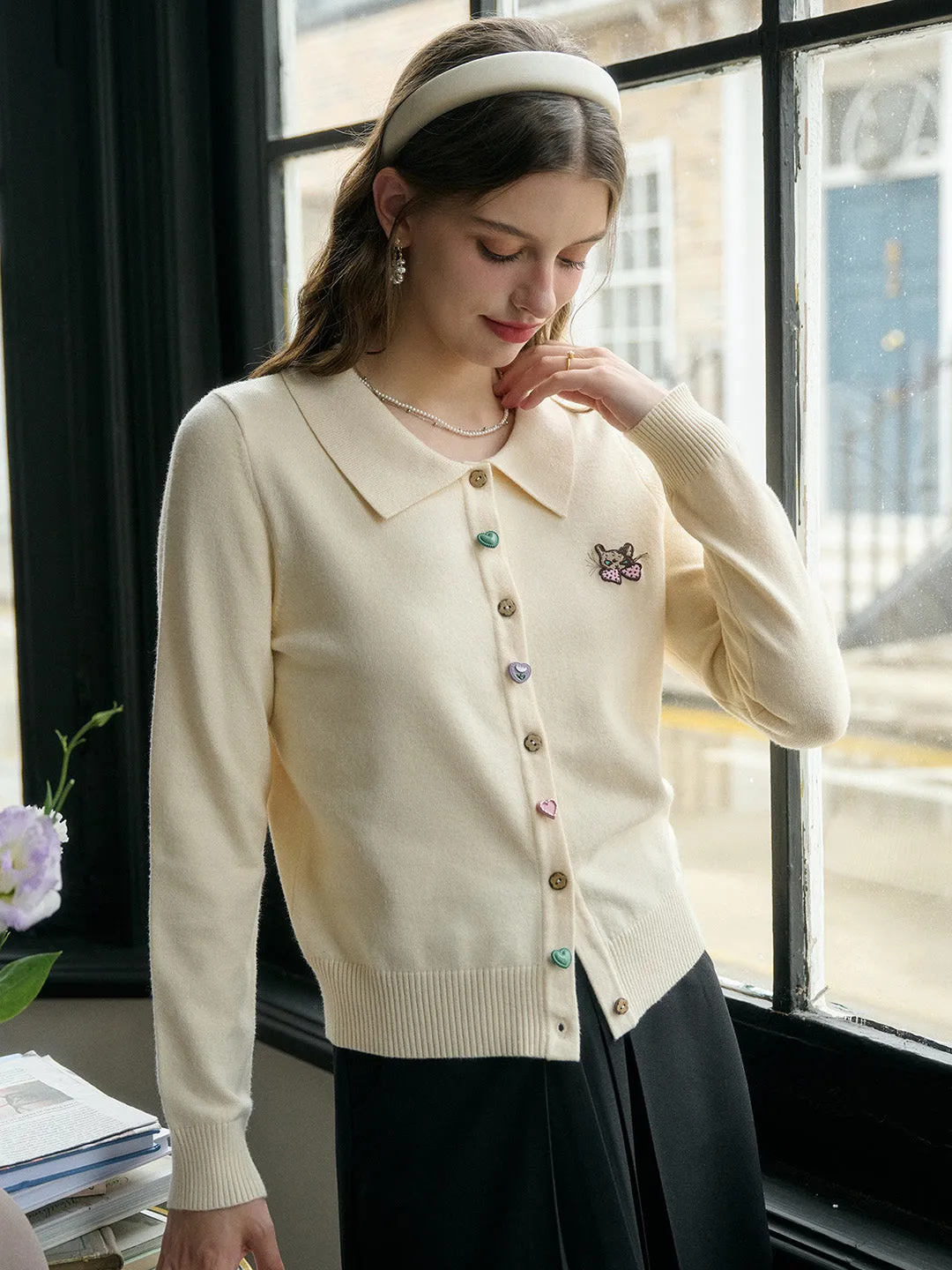 【Final Sale】Rosalie Peter Pan Collar Button Cardigan sold by Simple Retro product image thumbnail 4