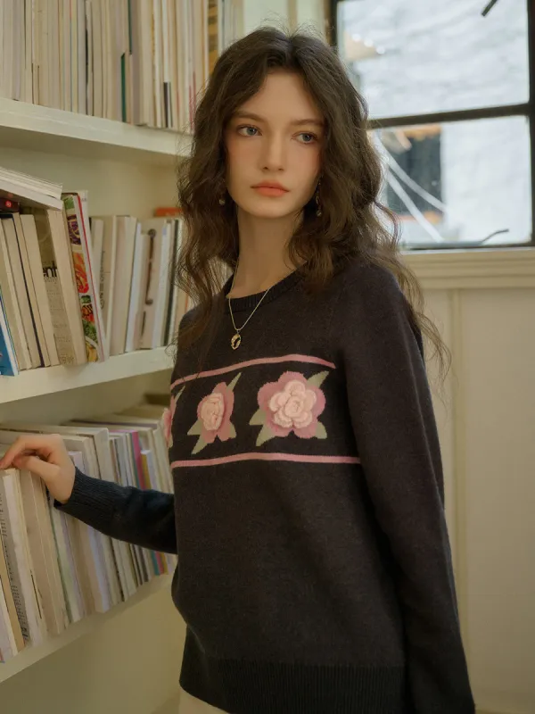 【Final Sale】Aria 3D Floral Knit Sweater sold by Simple Retro