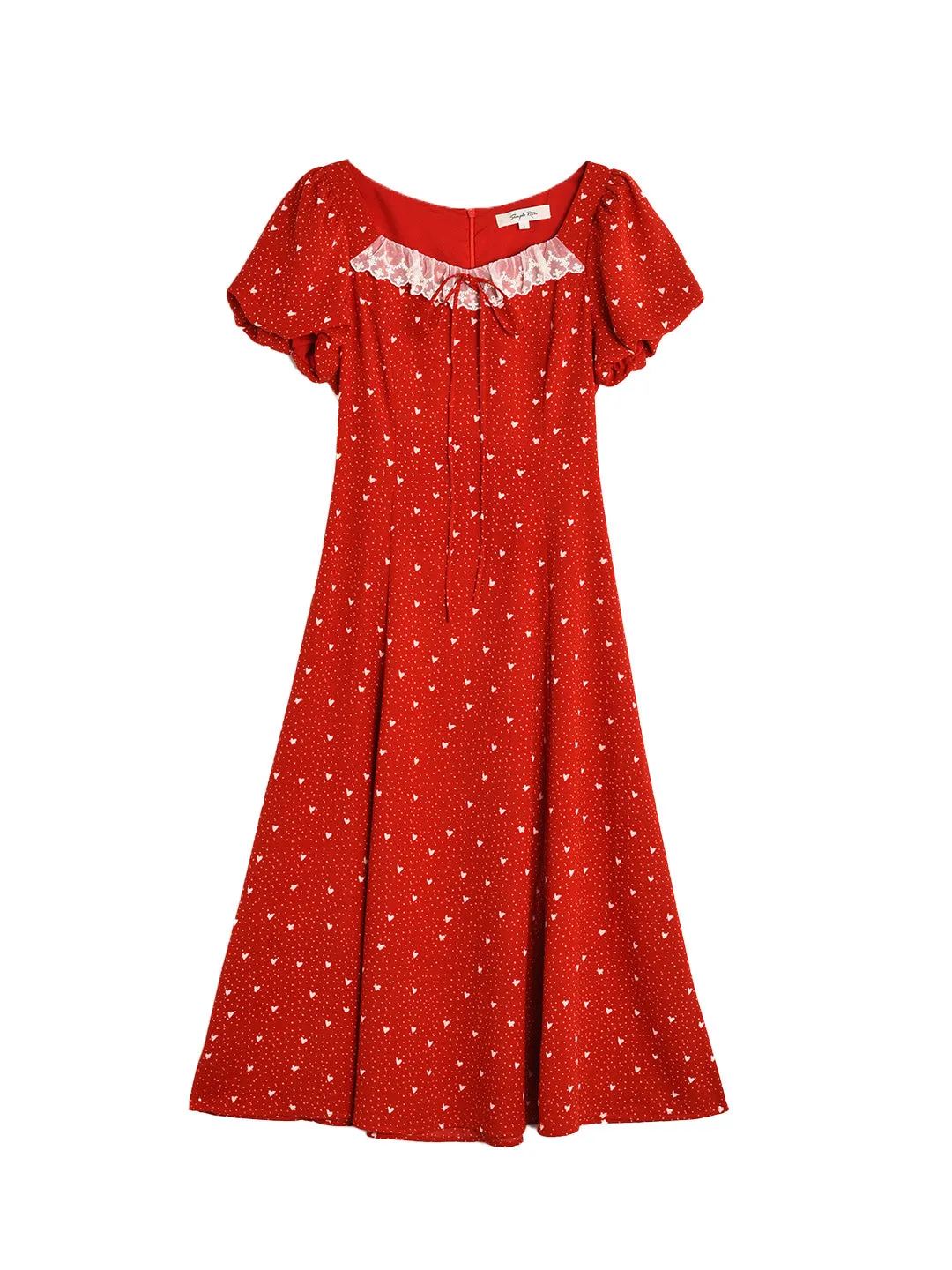 Emma Square Neck Lace Puff Sleeves Dress sold by Simple Retro product image thumbnail 2
