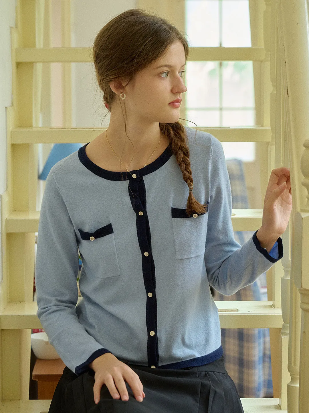 【Final Sale】Willa Round Neck Knitted Cardigan sold by Simple Retro product image thumbnail 3