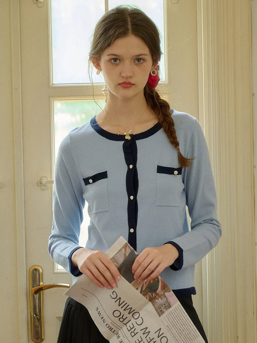 【Final Sale】Willa Round Neck Knitted Cardigan sold by Simple Retro product image thumbnail 5