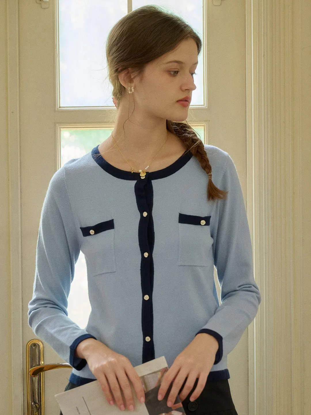 【Final Sale】Willa Round Neck Knitted Cardigan sold by Simple Retro