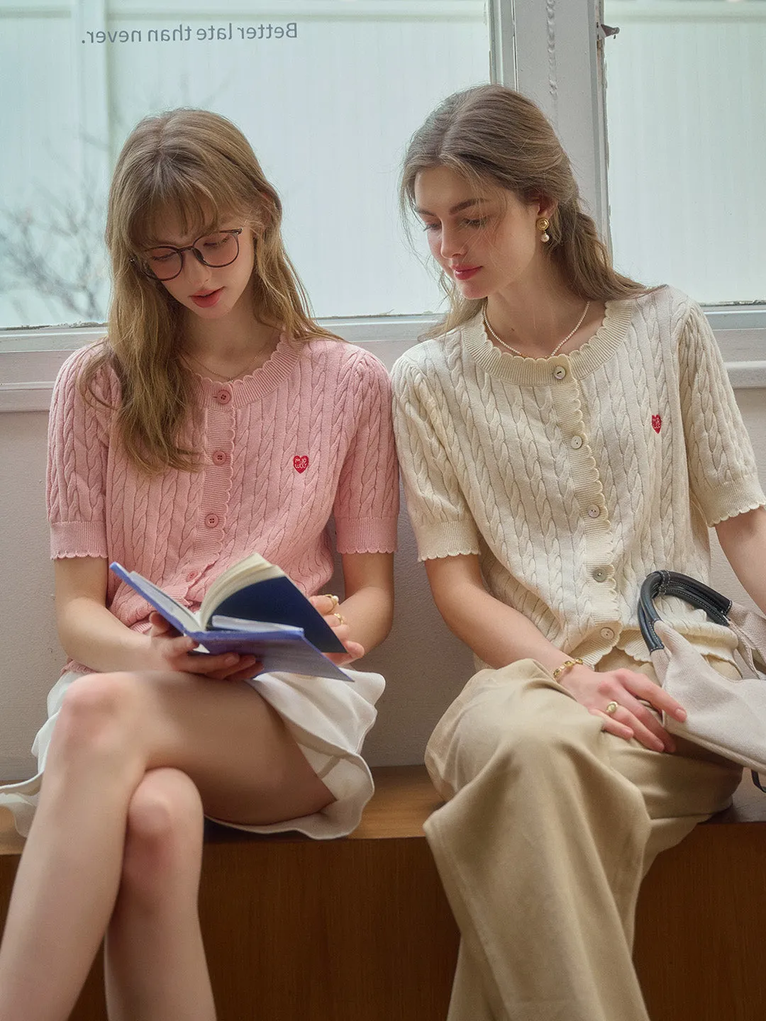 Siena Wave Neck Knit Wool Cardigan - Off White sold by Simple Retro product image thumbnail 3