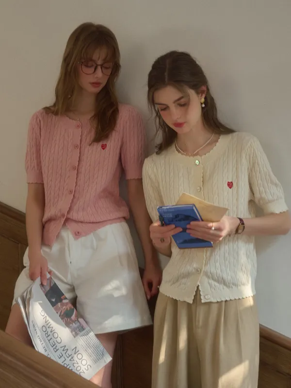 Siena Wave Neck Knit Wool Cardigan - Off White sold by Simple Retro