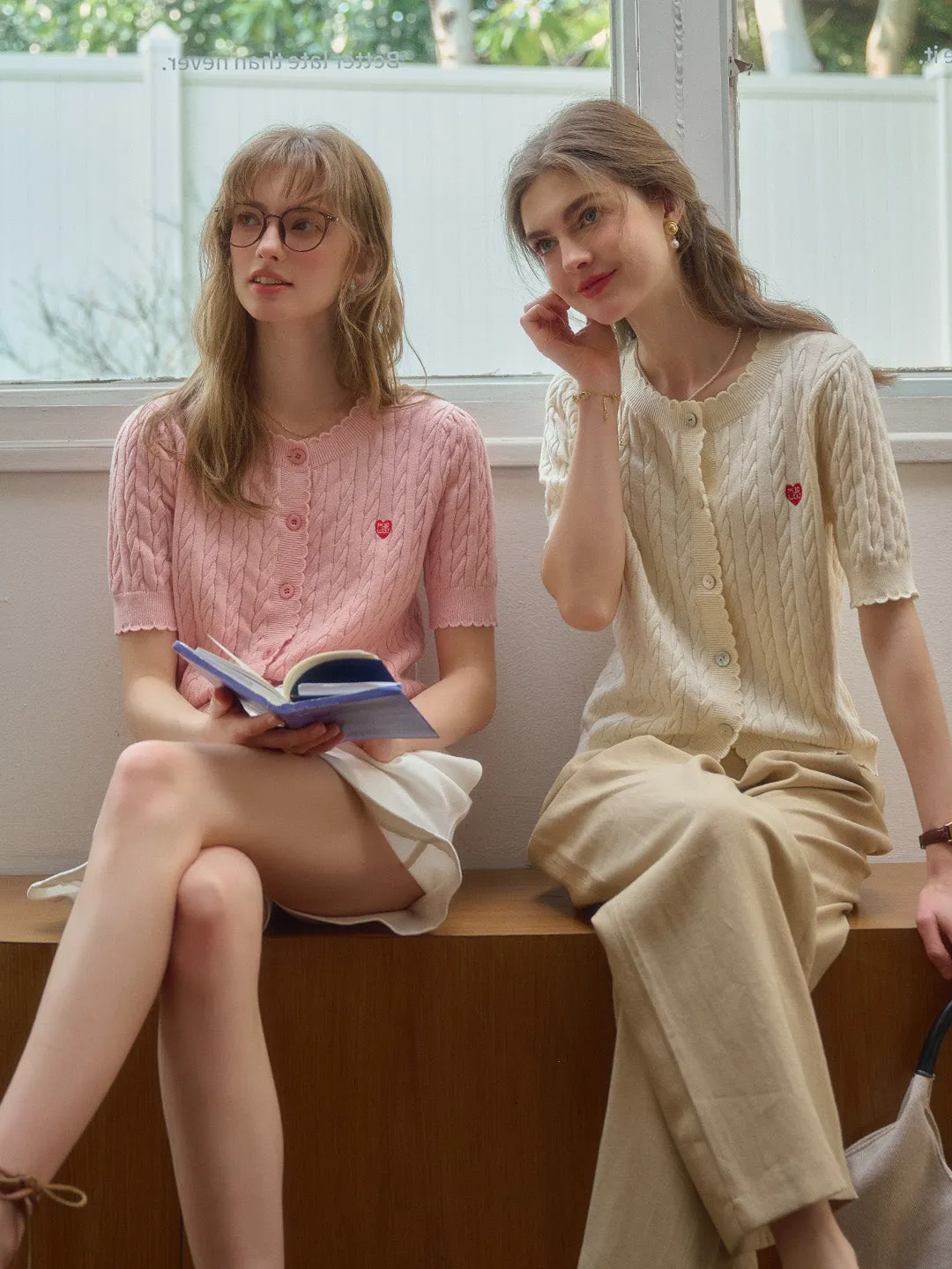 Siena Wave Neck Knit Wool Cardigan - Pink sold by Simple Retro product image thumbnail 3