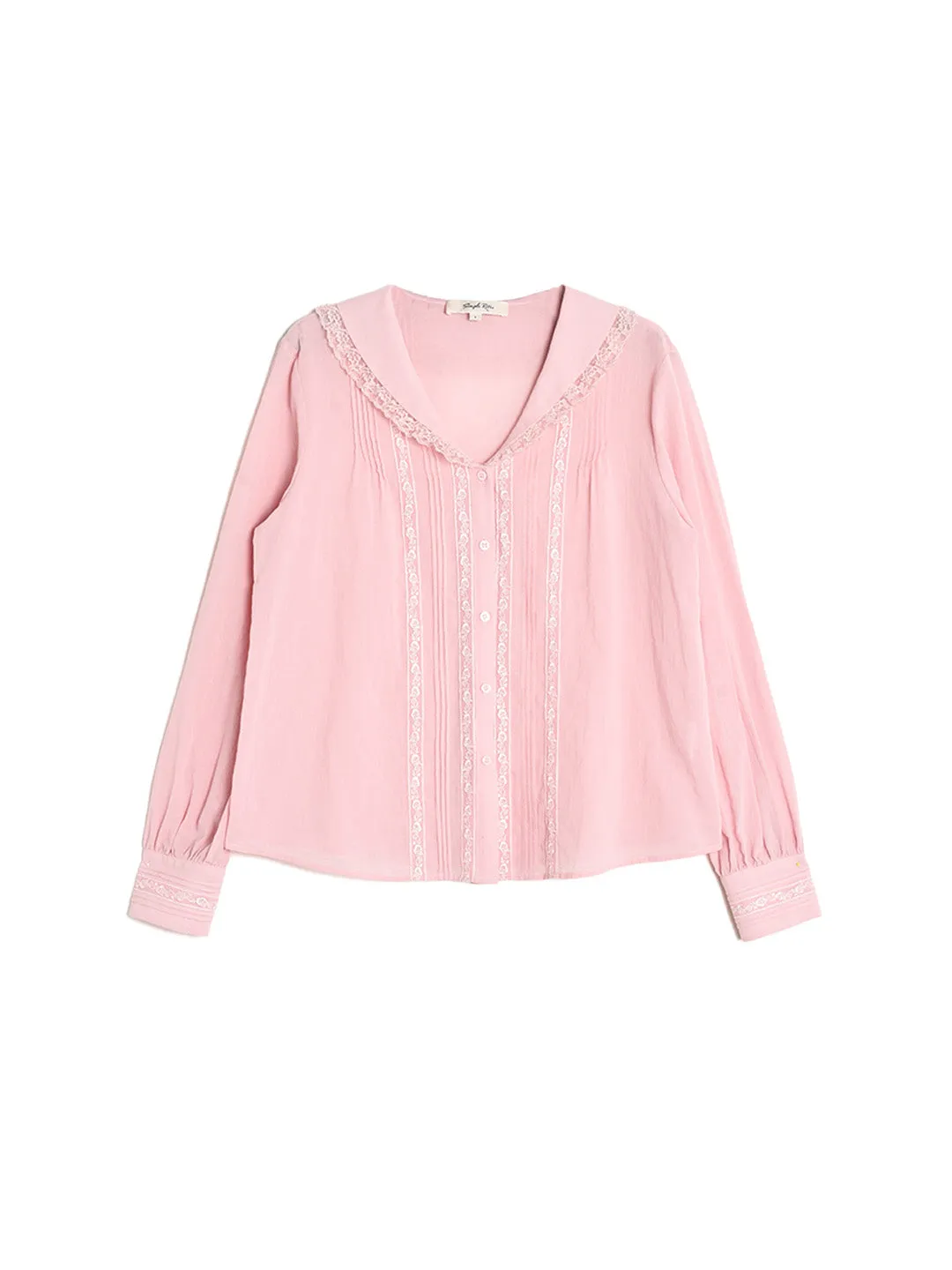 Waverly V-Neck Lace 100% Cotton Blouse sold by Simple Retro product image thumbnail 2