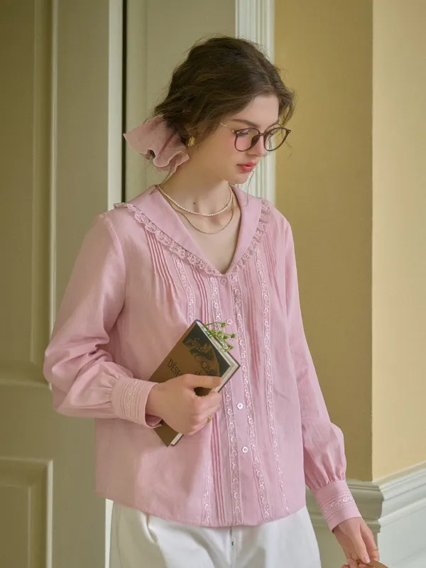 Waverly V-Neck Lace 100% Cotton Blouse sold by Simple Retro