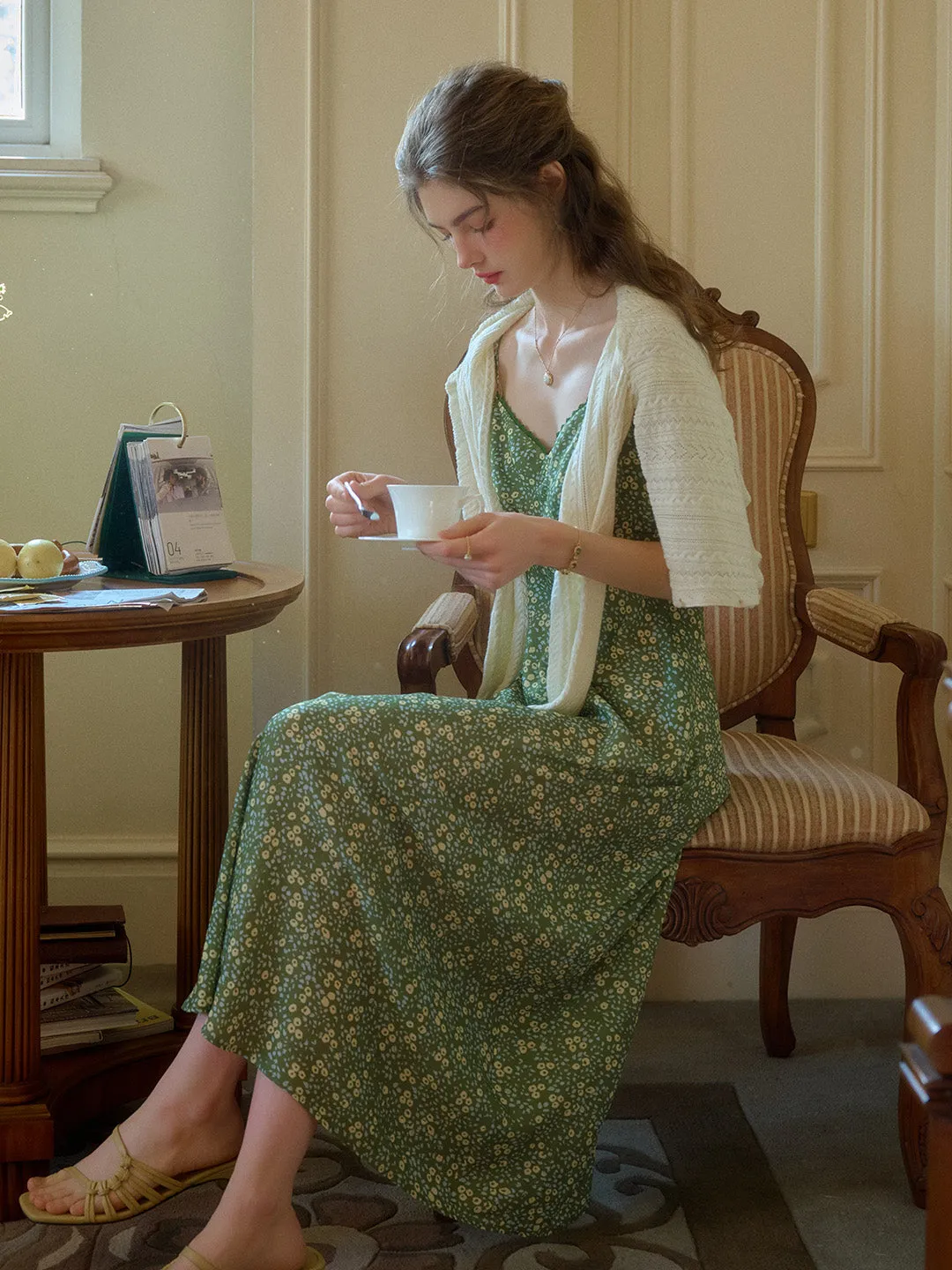 Sora V-Neck Floral Cami Dress sold by Simple Retro product image thumbnail 4