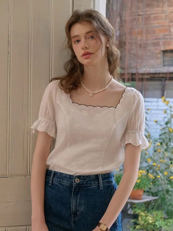 Willa Square Neck Reversible Cotton Blouse sold by Simple Retro