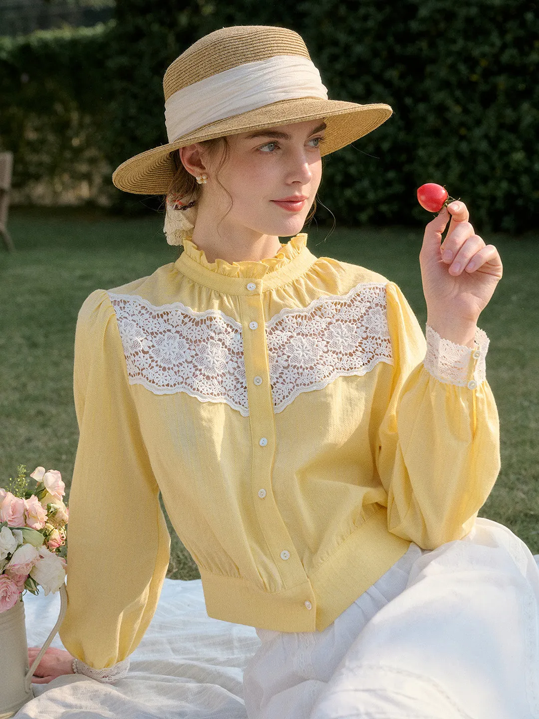 【Final Sale】Zahara Stand Collar 100% Cotton Blouse sold by Simple Retro product image thumbnail 2