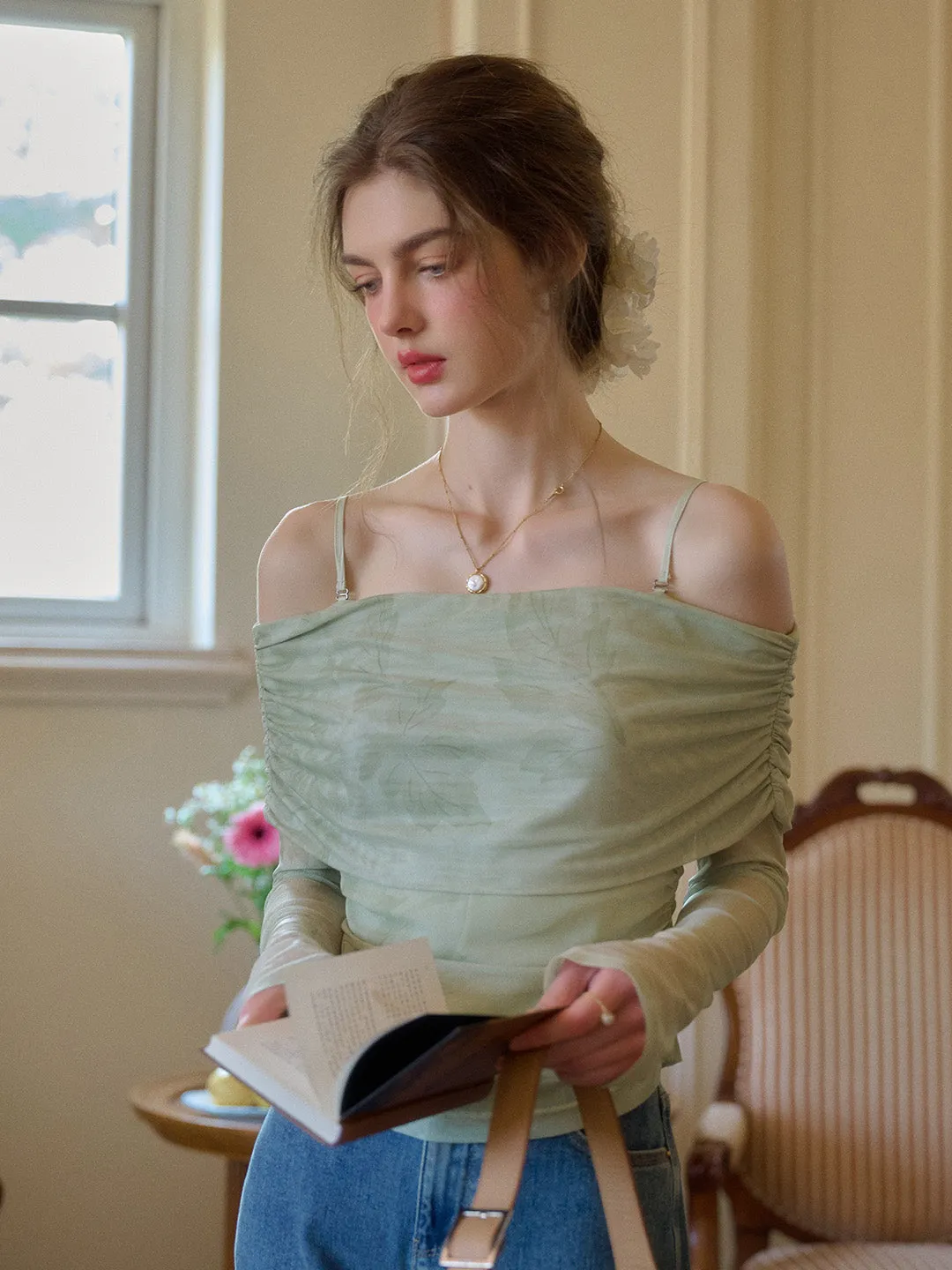 Freesia Off-shoulder Leaf Top sold by Simple Retro product image thumbnail 2