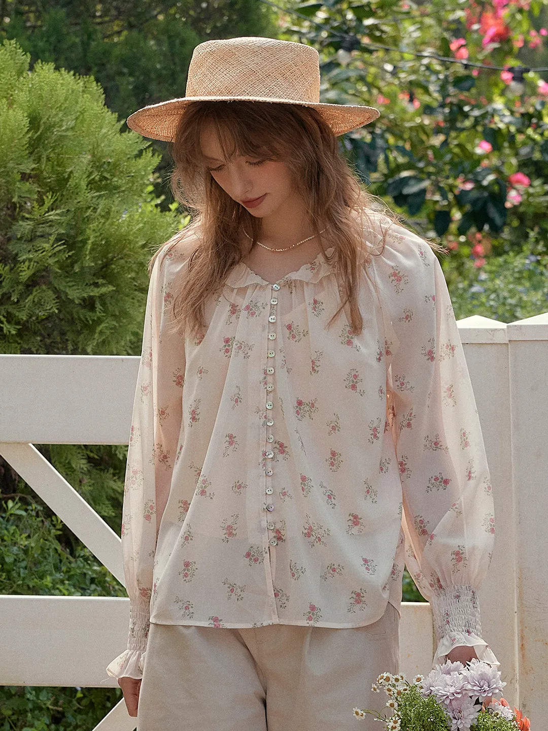 【Final Sale】Jessamine Round Neck Floral Blouse sold by Simple Retro product image thumbnail 4