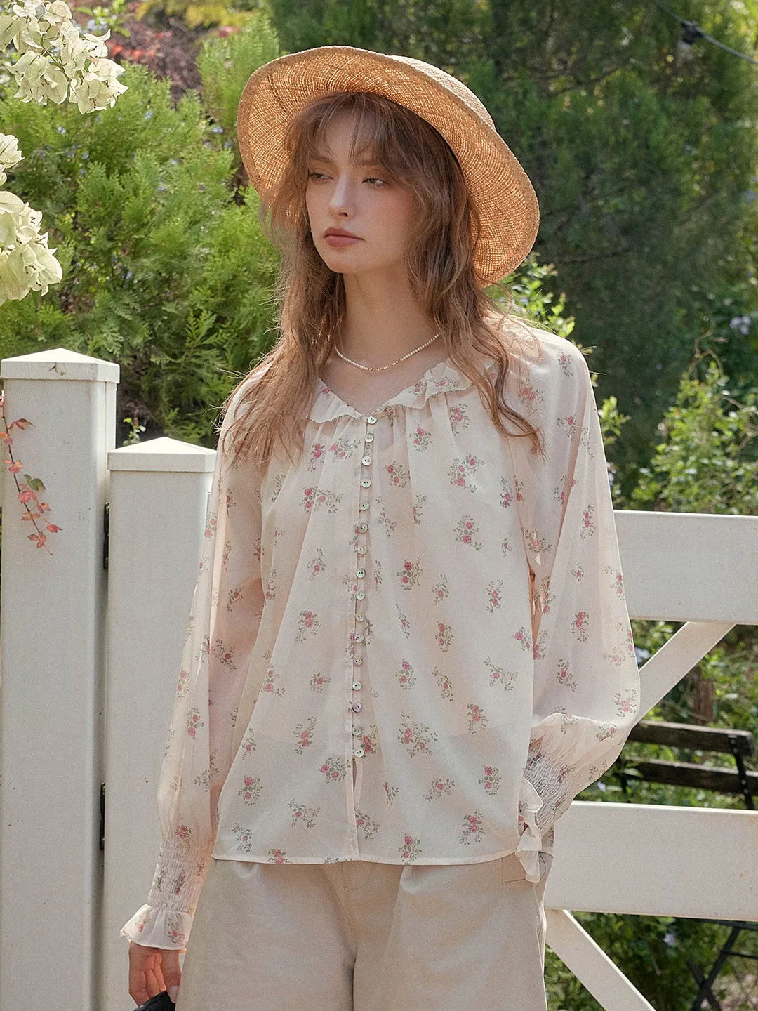 【Final Sale】Jessamine Round Neck Floral Blouse sold by Simple Retro product image thumbnail 3