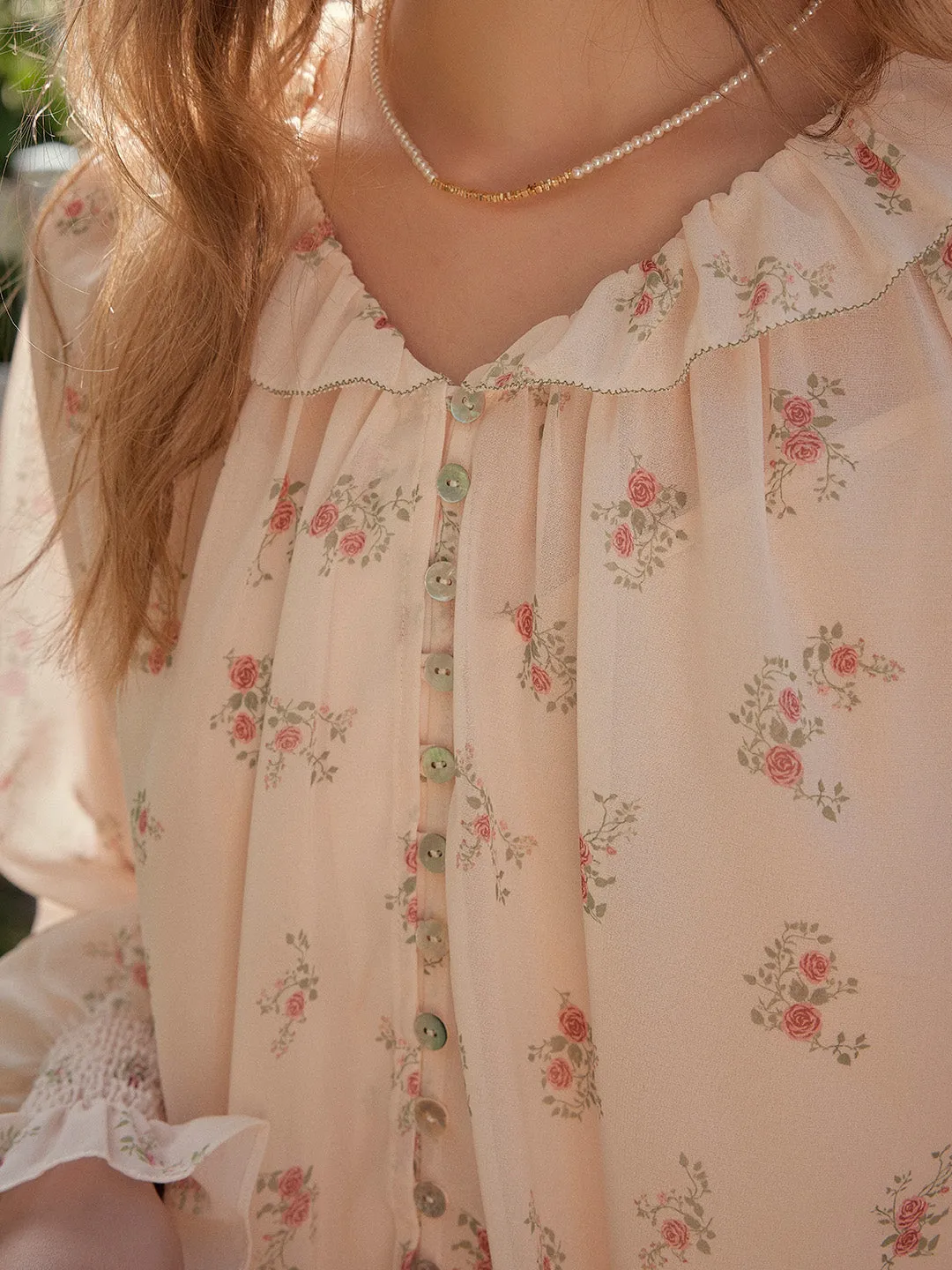 【Final Sale】Jessamine Round Neck Floral Blouse sold by Simple Retro product image thumbnail 2