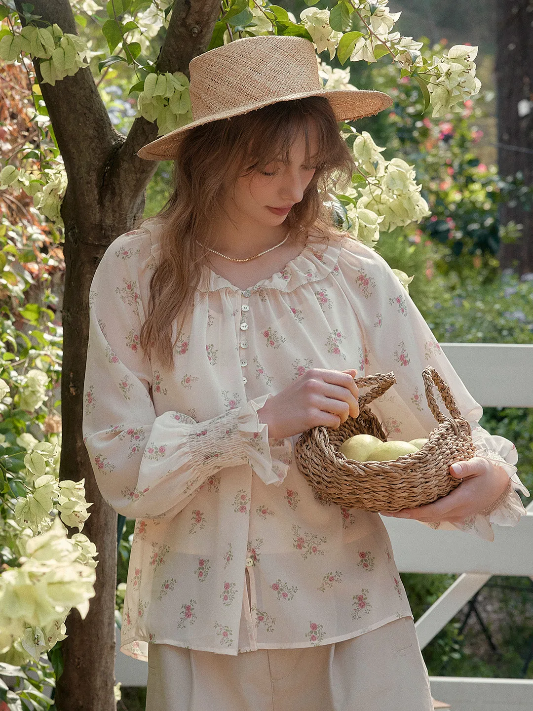 【Final Sale】Jessamine Round Neck Floral Blouse sold by Simple Retro product image thumbnail 5