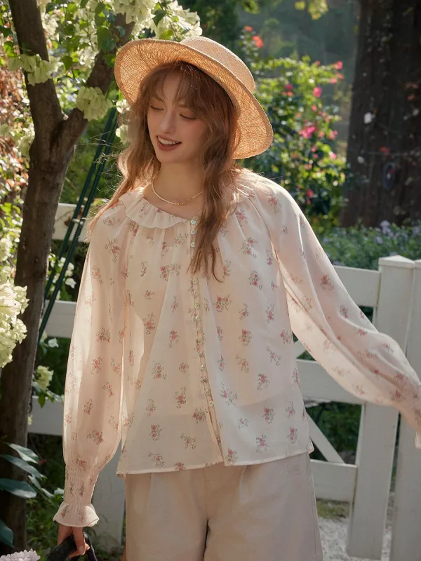 【Final Sale】Jessamine Round Neck Floral Blouse sold by Simple Retro