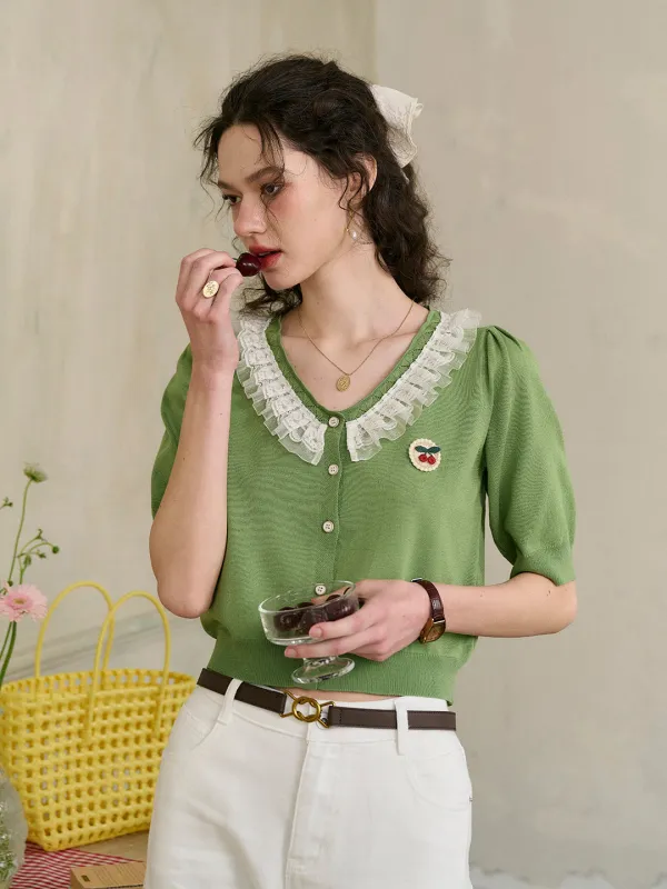 【Final Sale】Kiera V-Neck Knit Blouse sold by Simple Retro