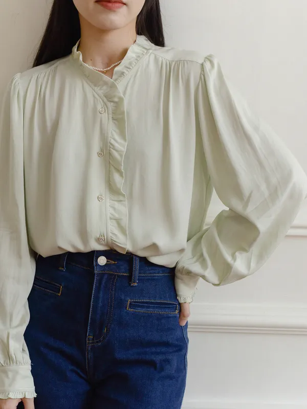 【Final Sale】Harper Stand Collar Lace Blouse sold by Simple Retro