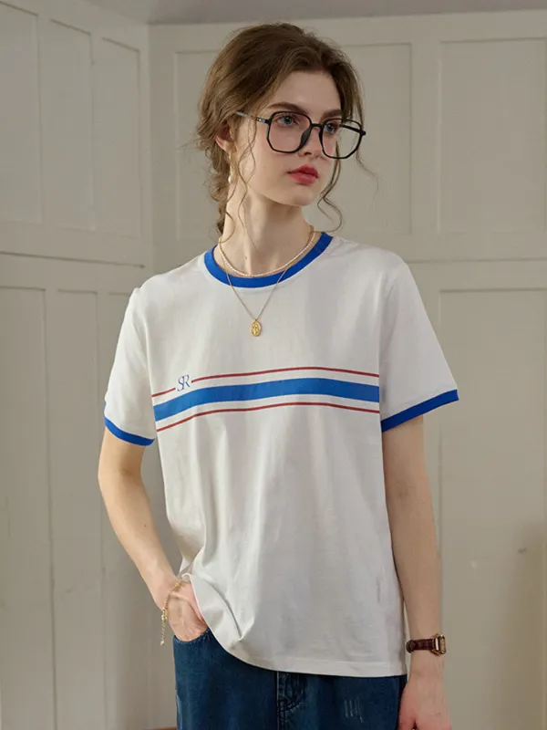 【Final Sale】Allison Round Neck 100% Cotton T-shirt sold by Simple Retro