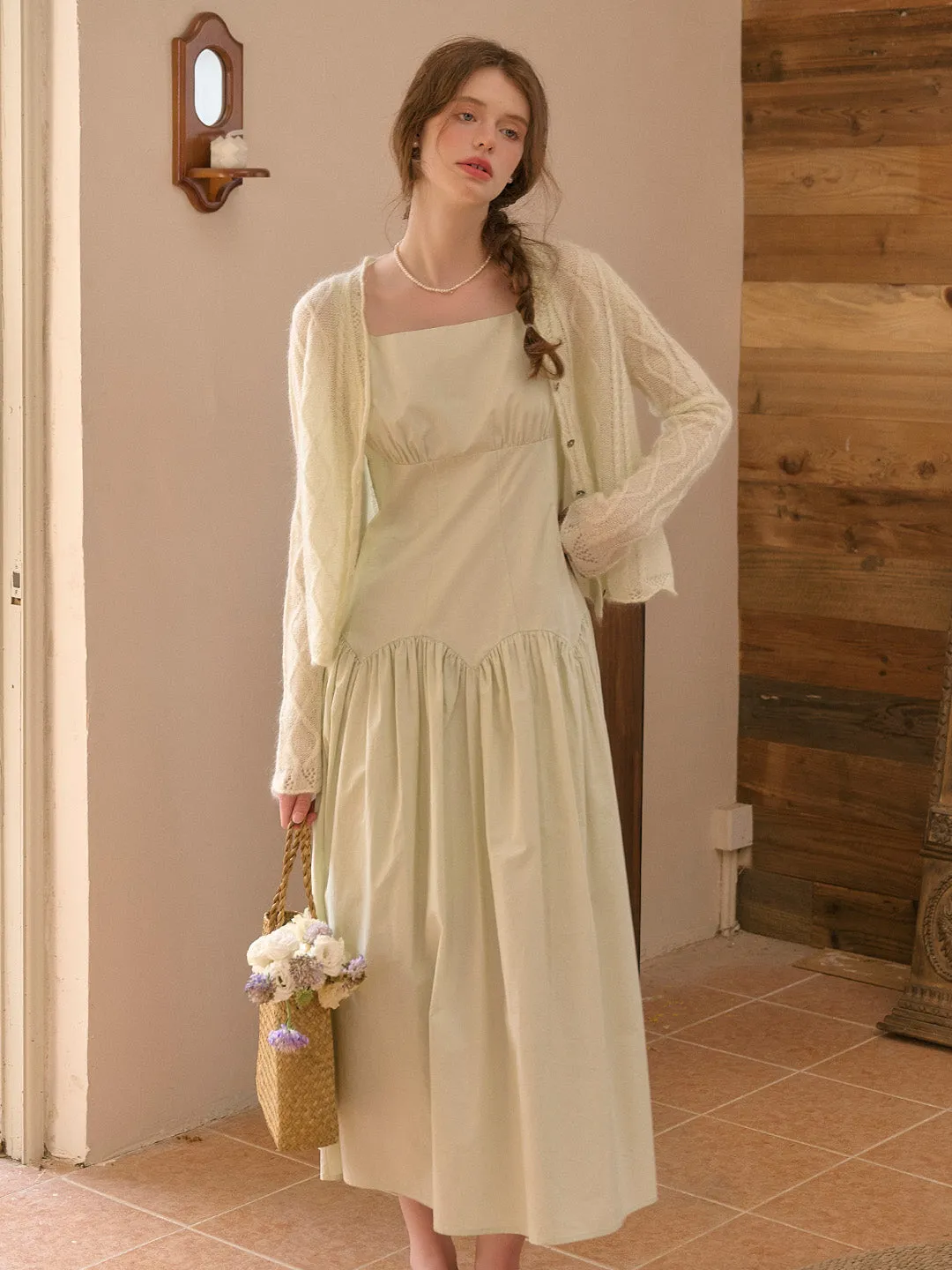 【Final Sale】Jemma Square Neck Patchwork Dress - Green sold by Simple Retro product image thumbnail 5