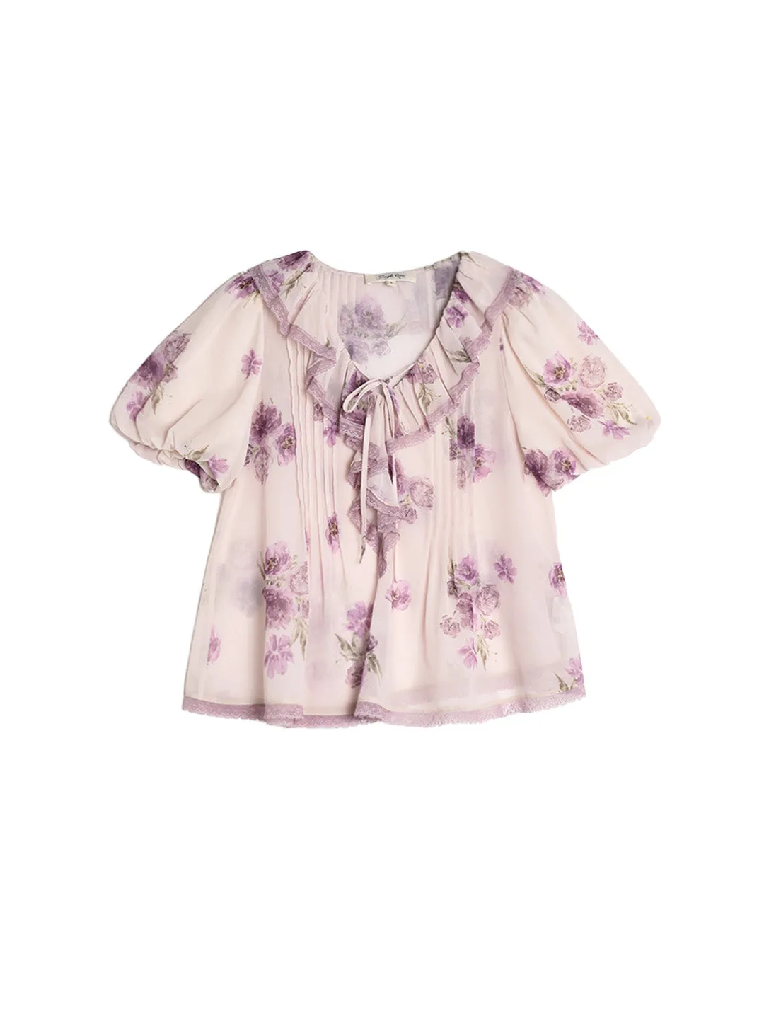 Sloane Ruffle Neck Floral Blouse sold by Simple Retro product image thumbnail 2