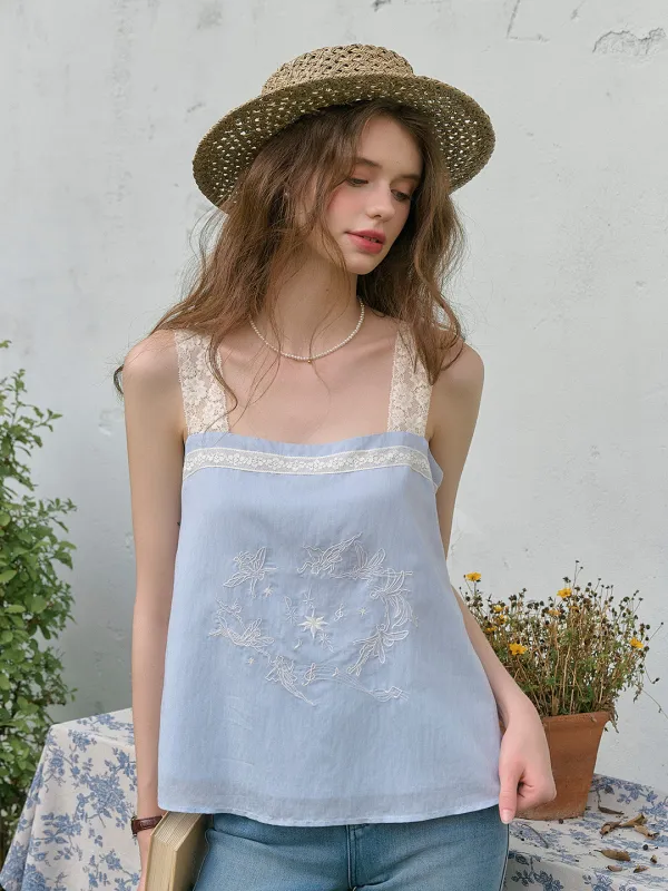 Clara Square Neck Lace Tank Top sold by Simple Retro