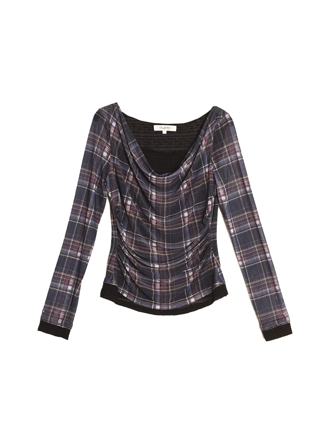 Samara Cowl Neck Plaid Blouse sold by Simple Retro product image thumbnail 2