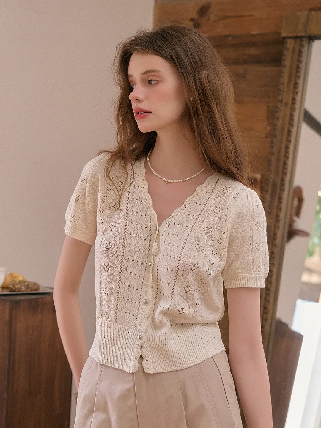 Harlow V-Neck Knit Cardigan sold by Simple Retro product image thumbnail 5