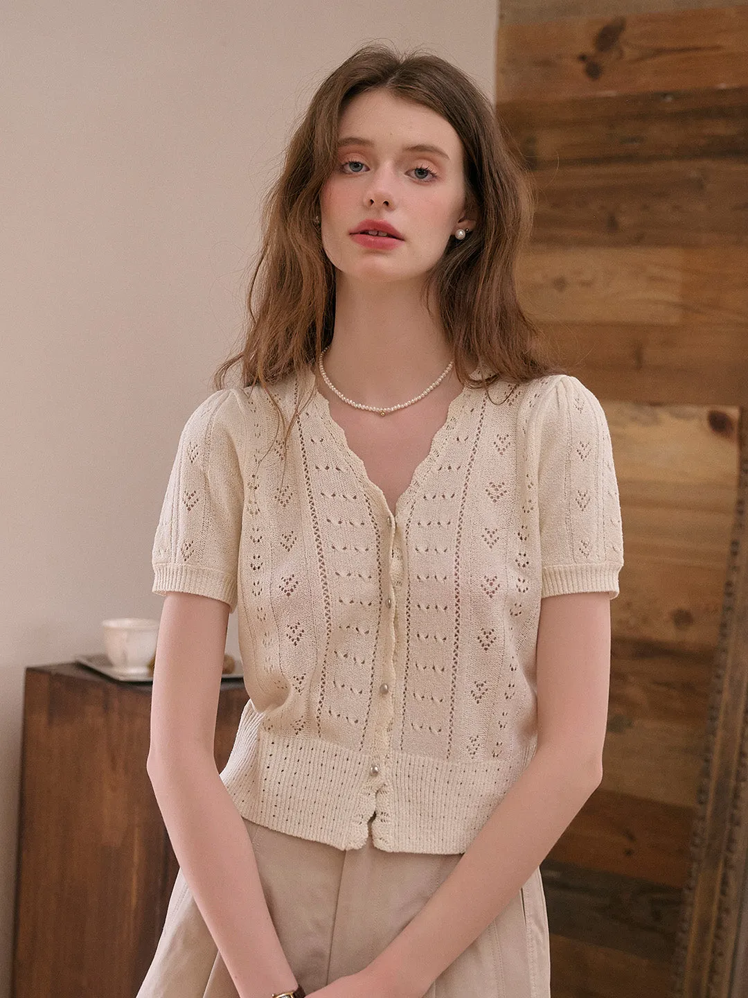 Harlow V-Neck Knit Cardigan sold by Simple Retro product image thumbnail 3