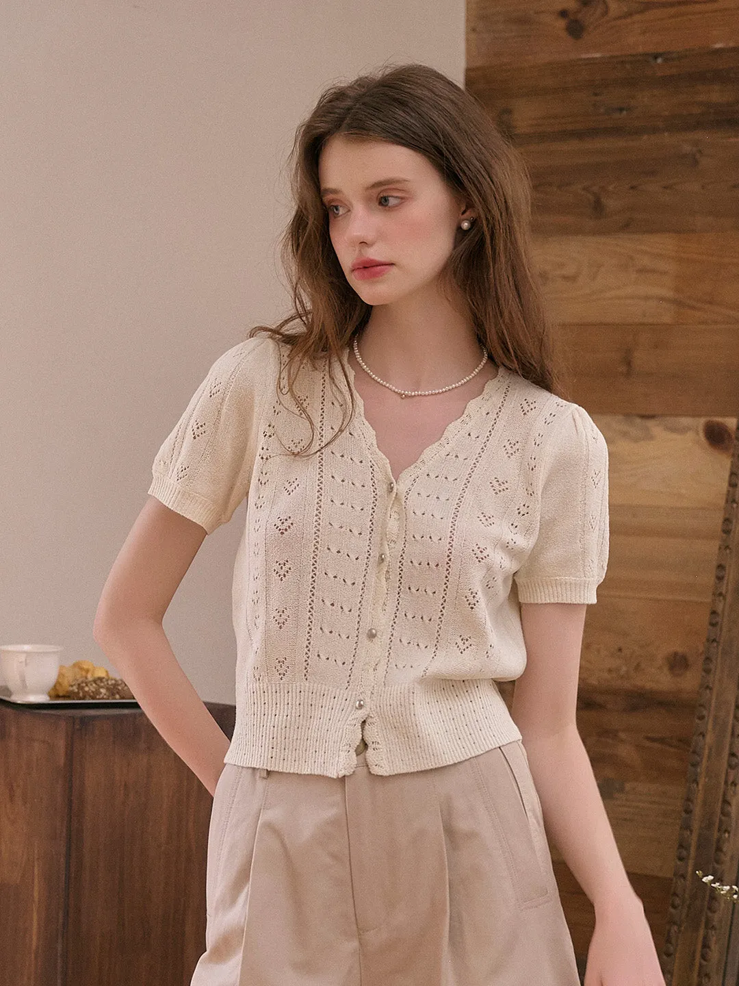 Harlow V-Neck Knit Cardigan sold by Simple Retro