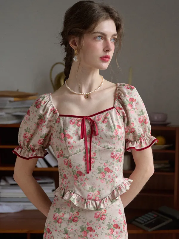 【Final Sale】Zariyah Square Neck Floral Blouse sold by Simple Retro