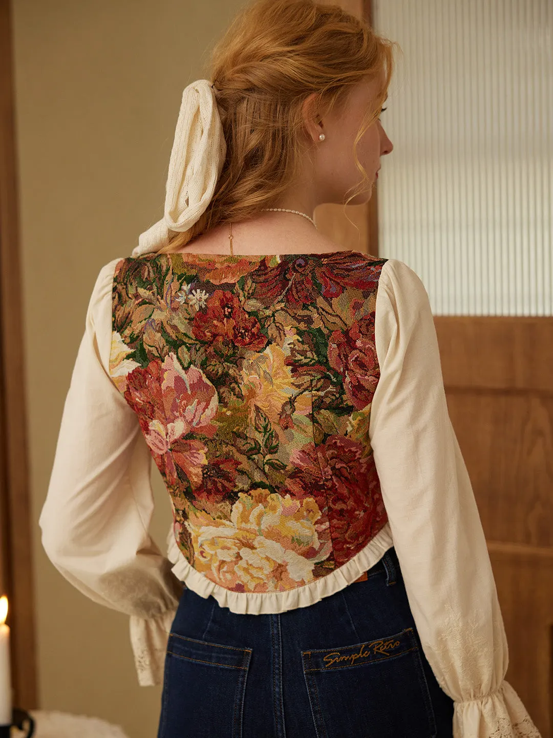 【Final Sale】Janice Square Neck Patchwork Top sold by Simple Retro product image thumbnail 3