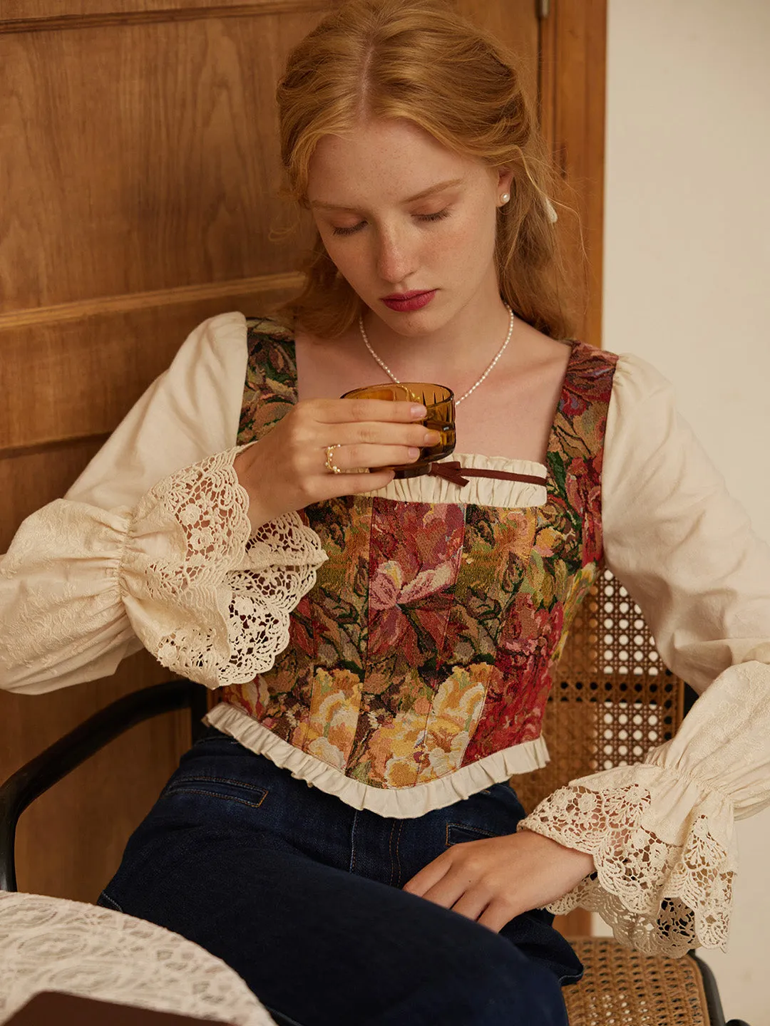 【Final Sale】Janice Square Neck Patchwork Top sold by Simple Retro product image thumbnail 4