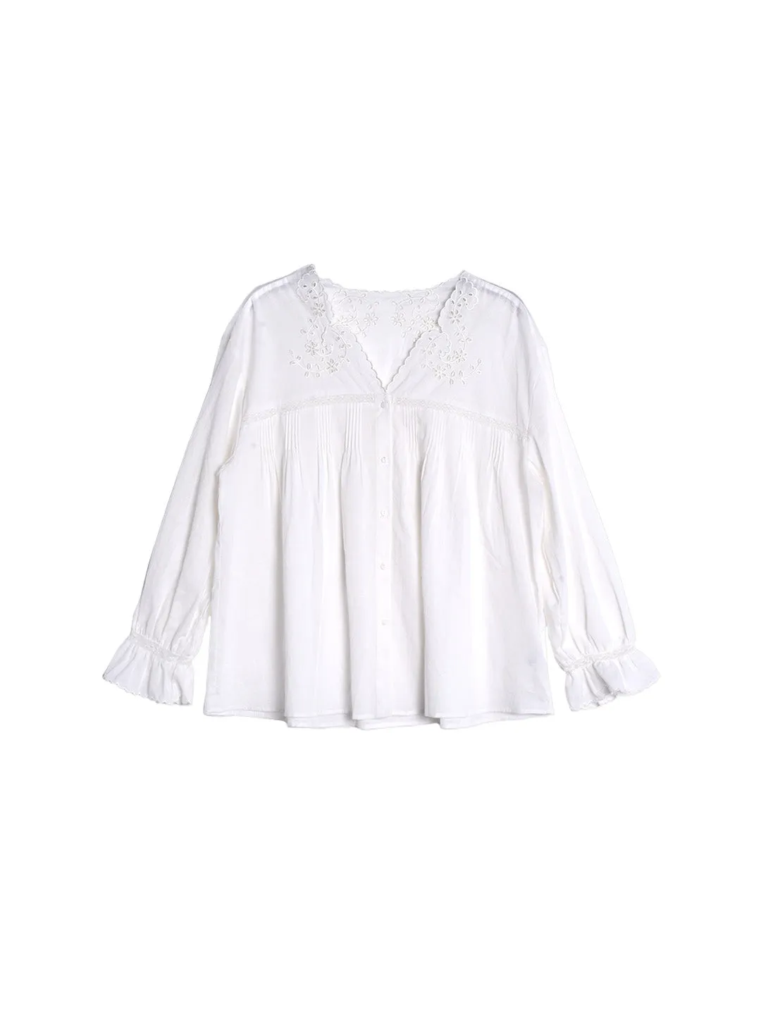 Anya V-Neck Embroidery Blouse sold by Simple Retro product image thumbnail 2