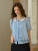 【Final Sale】Felicity Peter Pan Collar Dot Cotton Blouse sold by Simple Retro