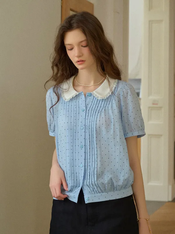 【Final Sale】Felicity Peter Pan Collar Dot Cotton Blouse sold by Simple Retro