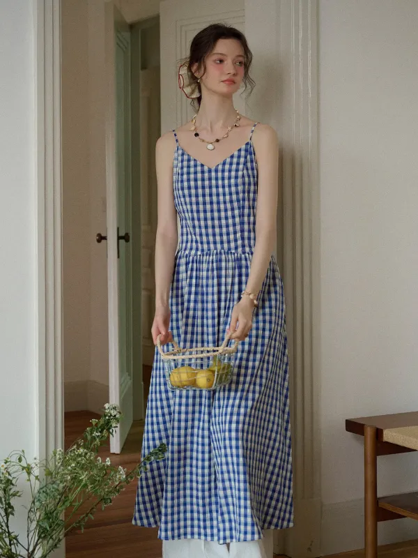 Tinsley Suspender Plaid Dress- Blue sold by Simple Retro
