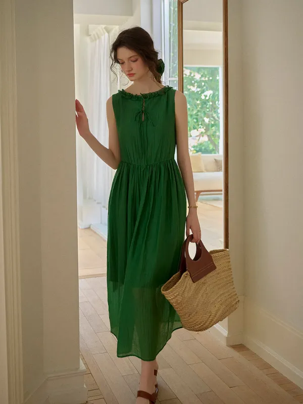 Paris Ruffle V-Neck Sleeveless Dress sold by Simple Retro