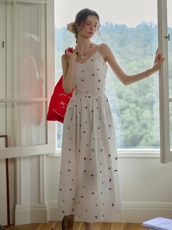 Zelda Suspender Embroidery 100% Cotton Dress sold by Simple Retro