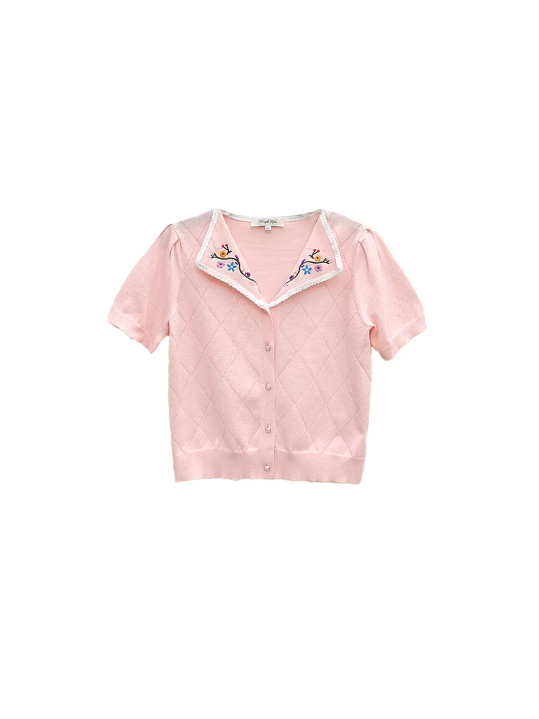 【Final Sale】Anneliese V-Neck Embroidery Knit Blouse sold by Simple Retro product image thumbnail 2